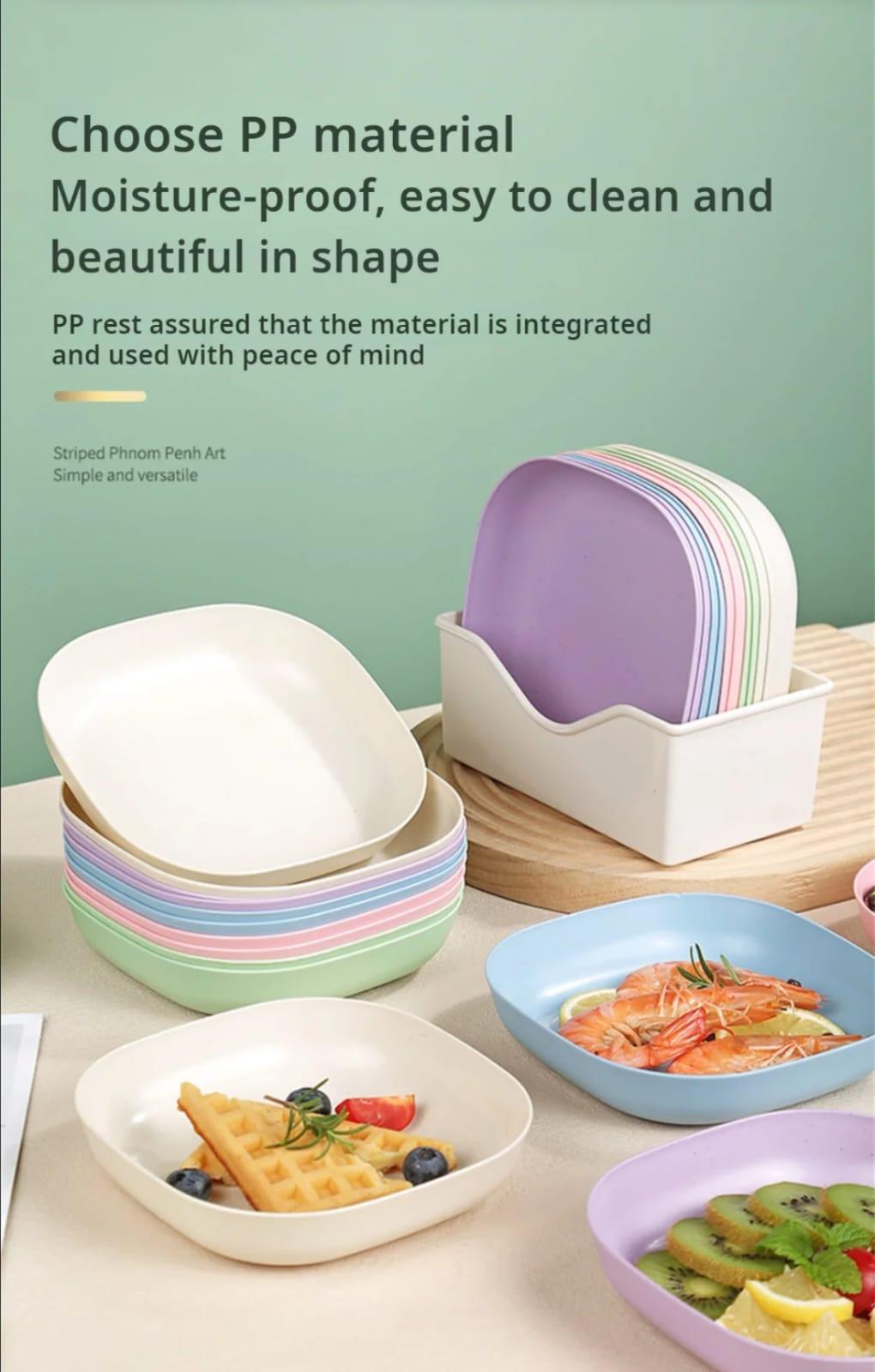 10 Pcs Plates Set with Stand - Shop Portal