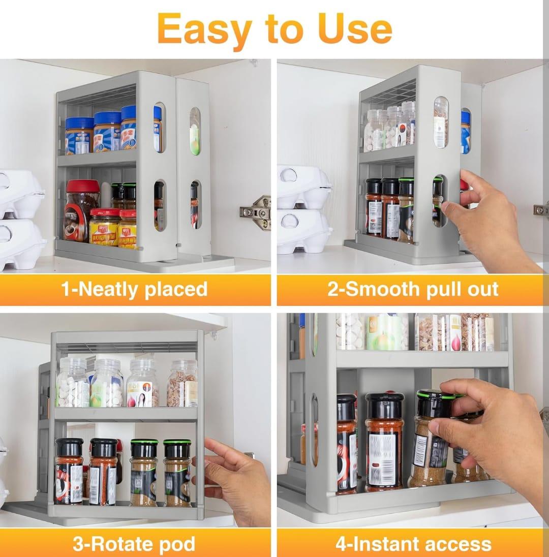 360° Degree Rotating Spice Organizer Rack For Cabinets, Fridge and Much More. - Shop Portal