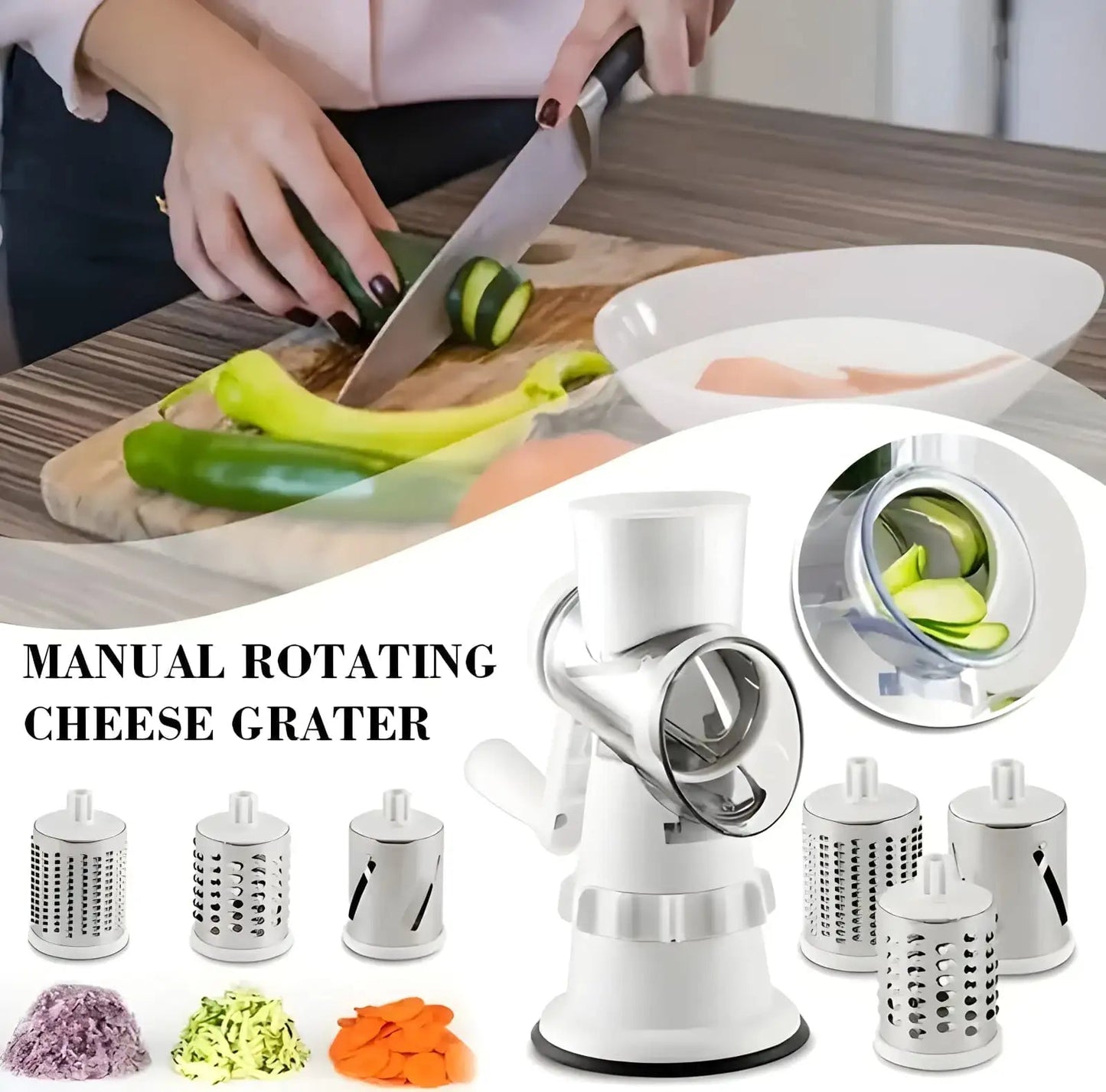 3in1 Manual Multifunctional Vegetable Cutter, Slicer and Shredder - Shop Portal